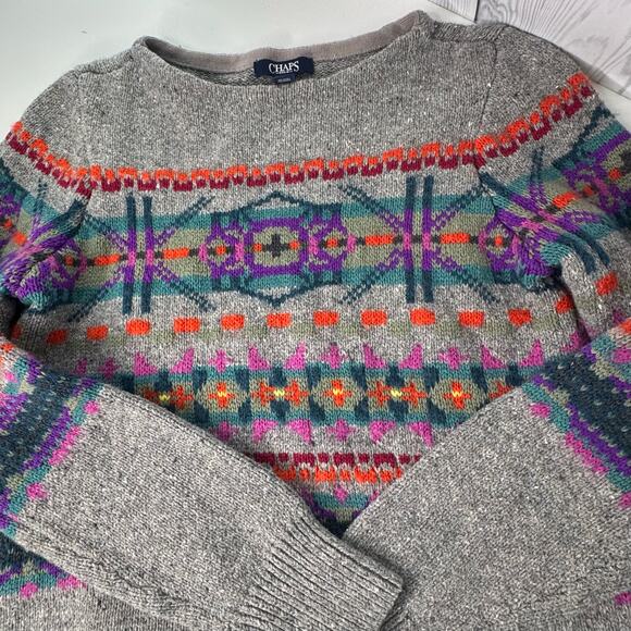 Chaps Women's Sweater Navajo Tribal Long Sleeve Ladies Sweater Medium - Picture 5 of 8